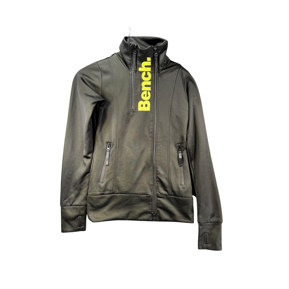 Bench Urbanwear Womens XS Black Softshell Jacket Full Zip Fleece Lined Logo